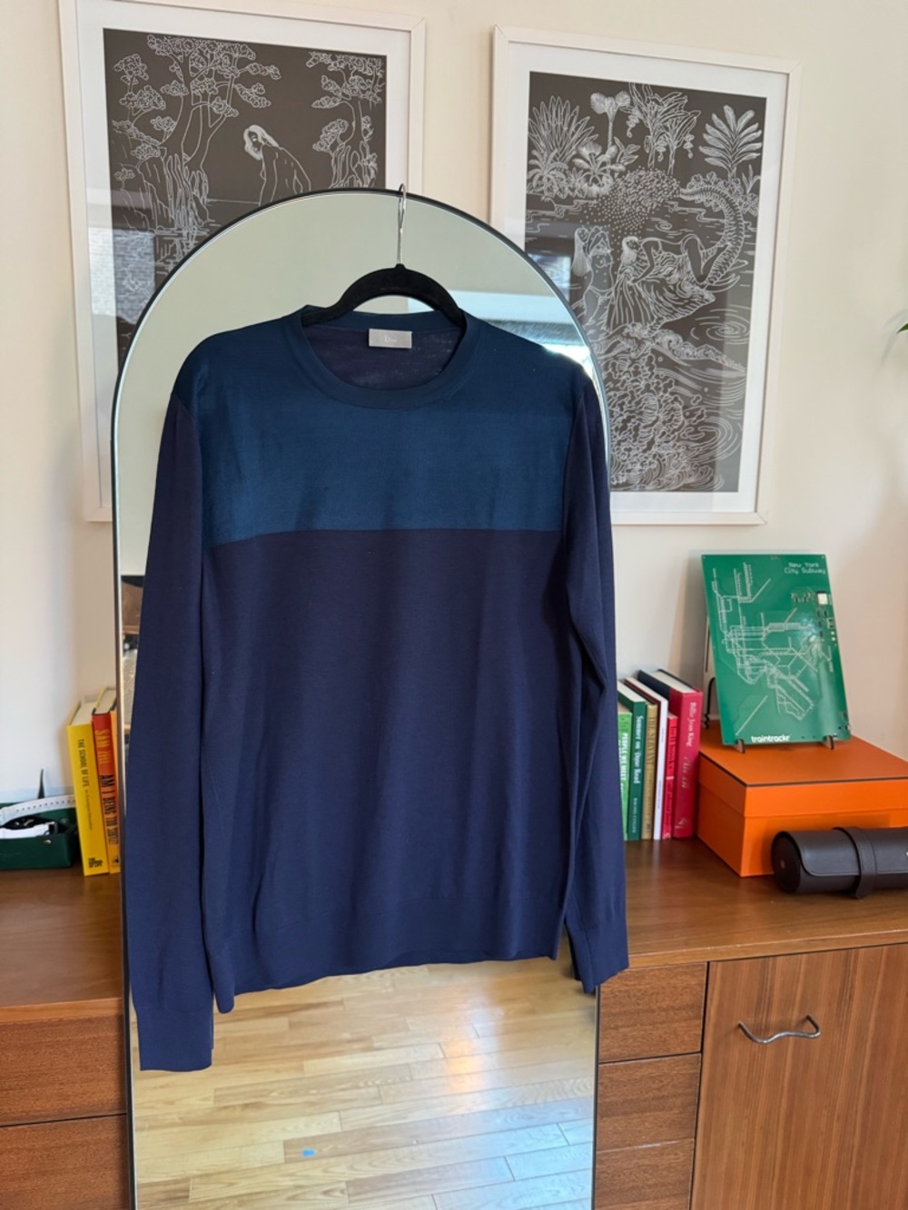 Dior Men’s Two-Tone Navy Crewneck Sweater